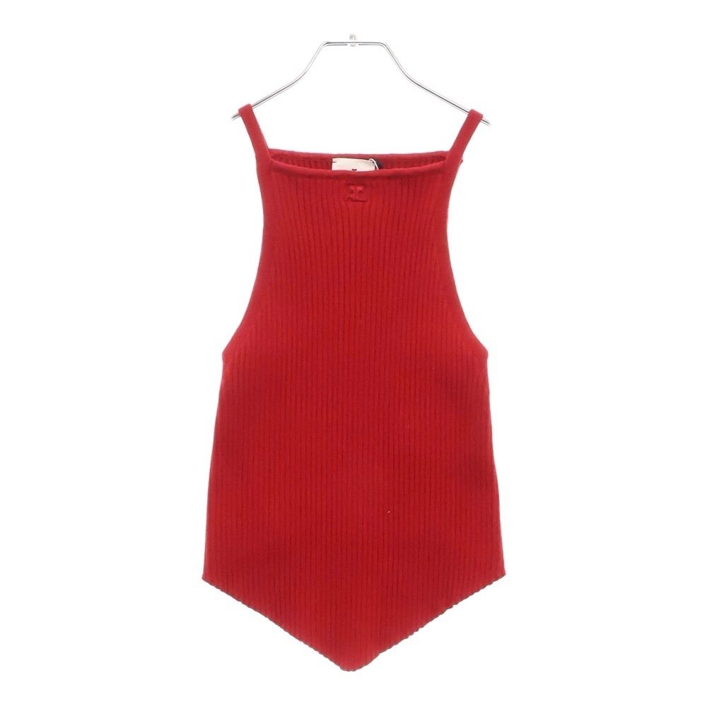 COURREGES クレージュ 25SS SIGNATURE POINTY RIB KNIT TOP シグネチャー ポインティ リブニット トップ キャミソール レッド