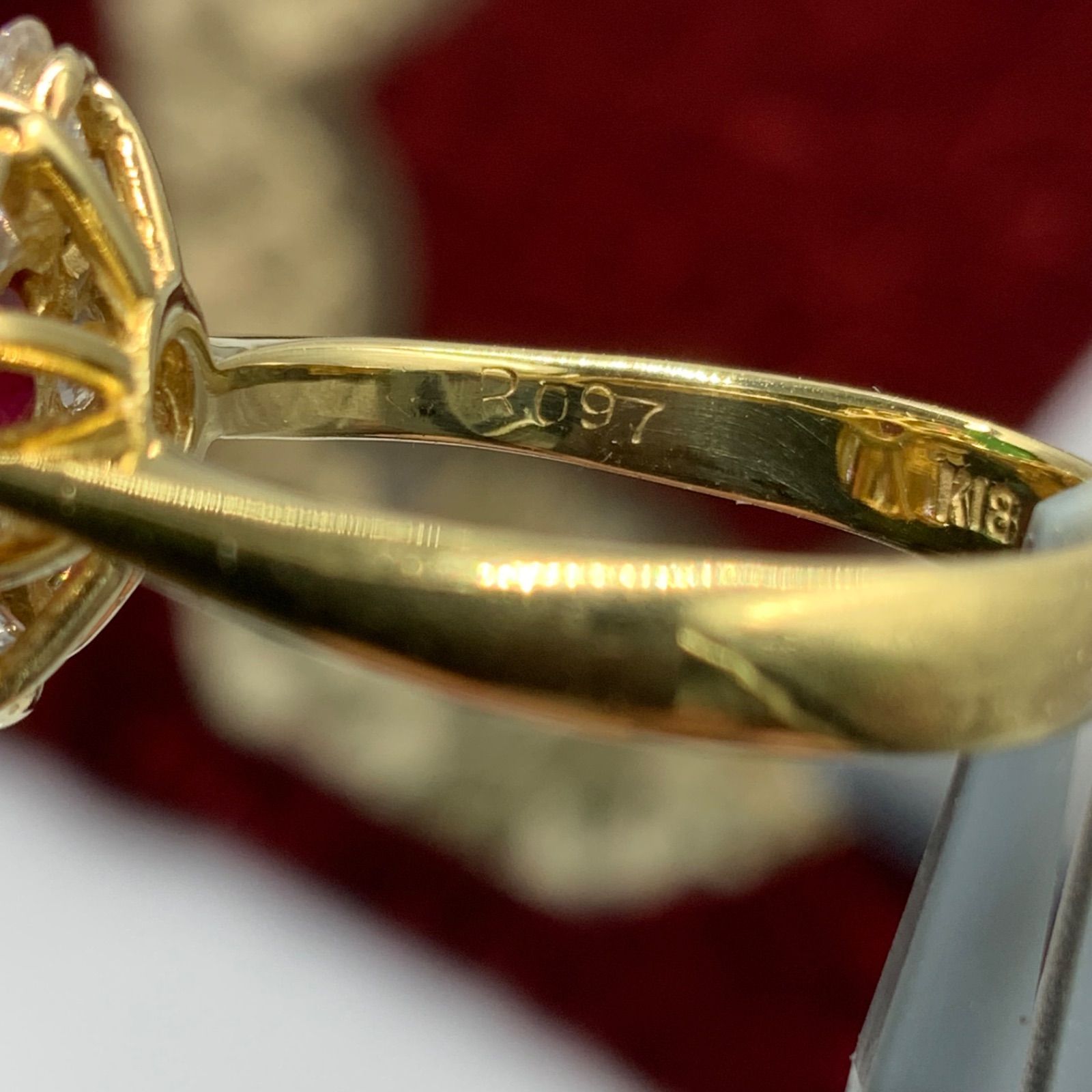 K18 ルビー ダイヤモンド リング 約10号 R0.97ct D1.31ct