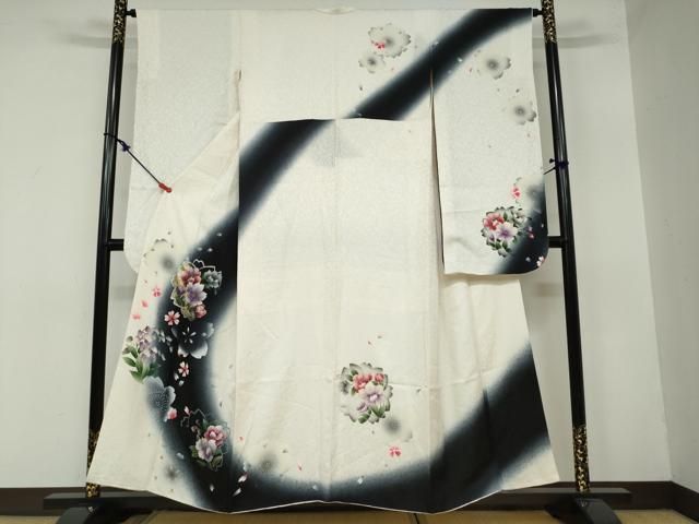 平和屋着物○豪華振袖 総絞り 流線花文 黒地 正絹 逸品 CAAY4880ut