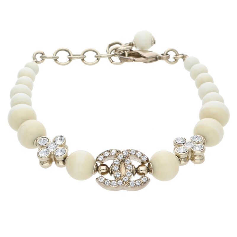 シャネル C23A パールココマークラインストーンブレスレット  