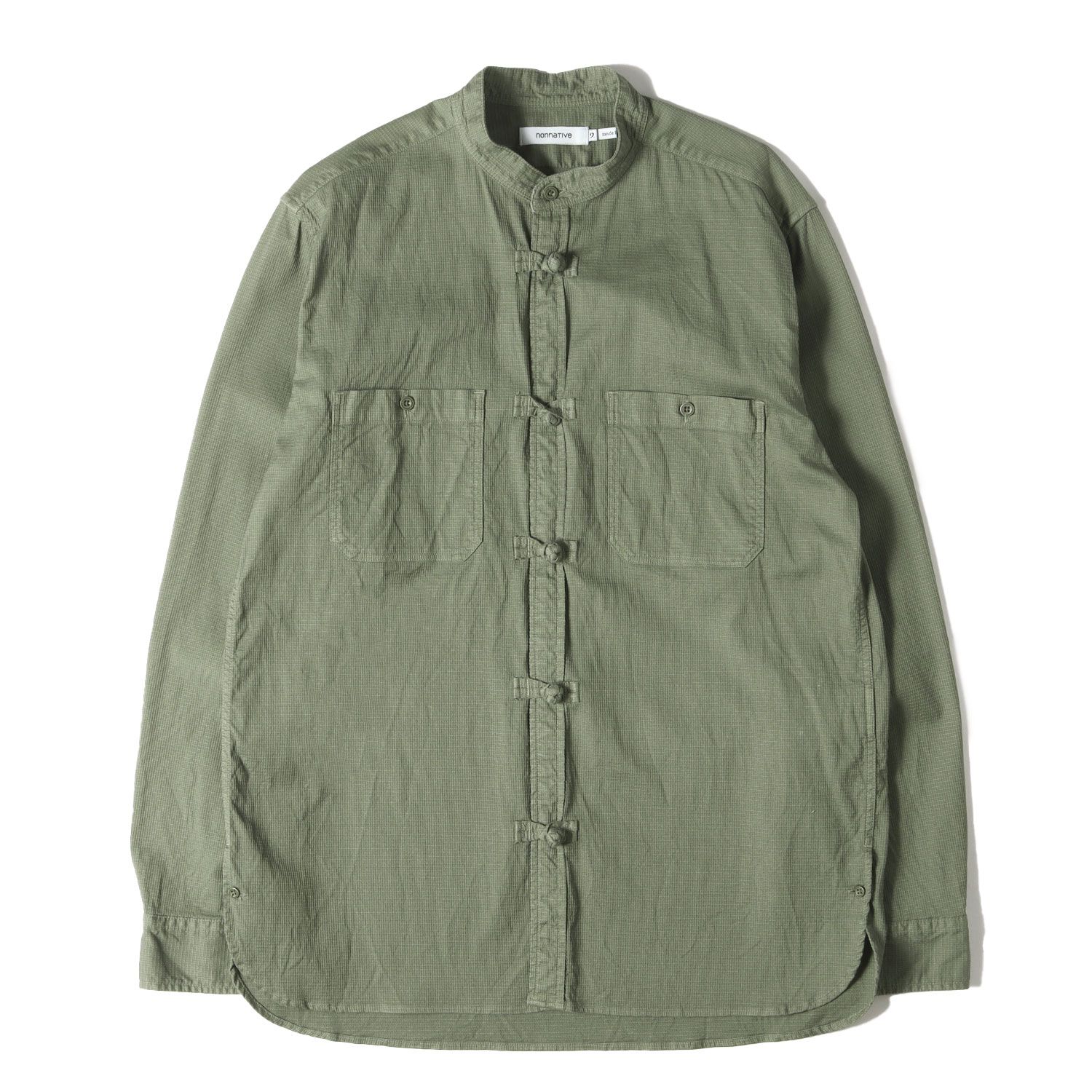 NONNATIVE ノンネイティブ シャツ サイズ 2 | 21SA ストレッチドビー チャイナ シャツ MASTER L|S SHIRT C|P DOBBY STRETCH OVERDYED | オリーブ | トップス カジュアルシャツ