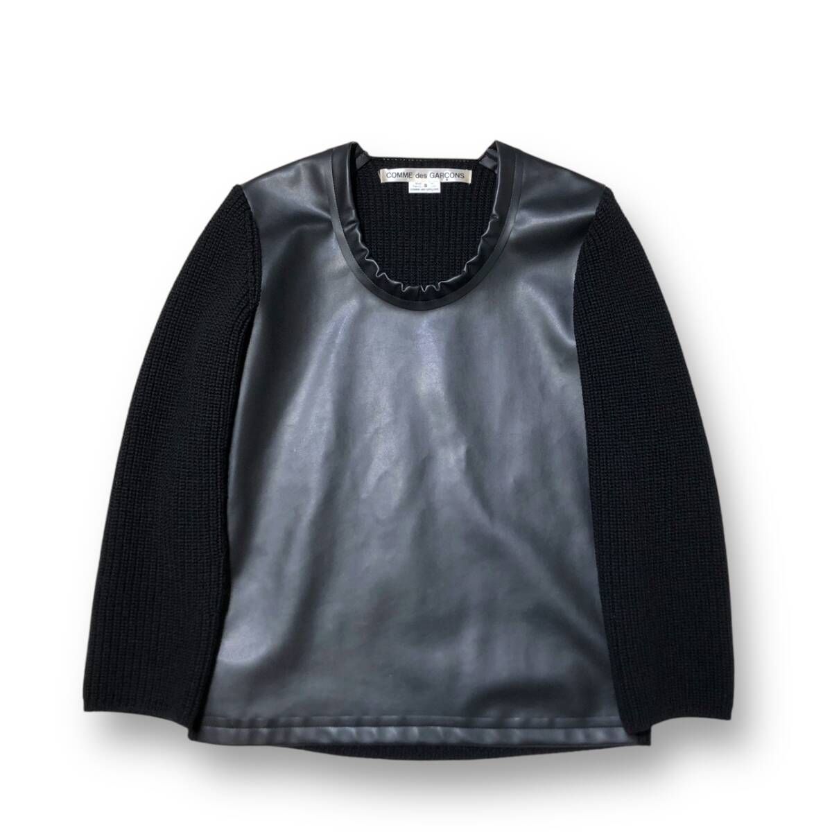 2024秋冬コムデギャルソン大人気フェイクレザー使用ニット新品タグ付き 2024秋冬コムデギャルソン大人気フェイクレザー使用ニット新品