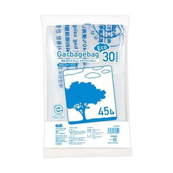 まとめ）TANOSEE リサイクルポリ袋（エコデザイン）透明 45L 1パック