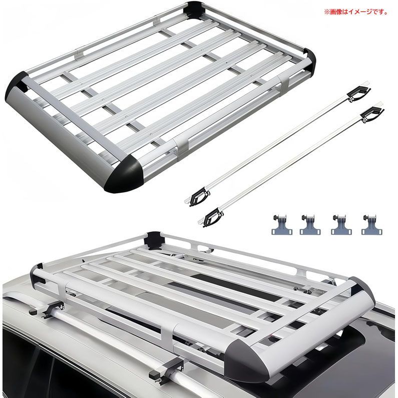 D8760◆♥ ルーフラック ルーフキャリア アルミ 耐荷重150kg ルーフレール装着車 汎用品 ベースバー付き カーキャリア カーゴラック カー用品 TUIYIDUO YYSLXLJ-EAT-001