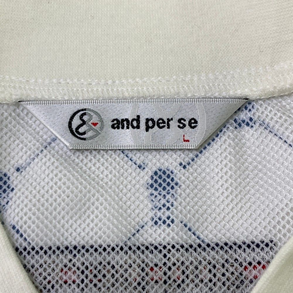 サイズ：L AND PER SE アンパスィ  裏メッシュ ナイロン切替 ジップジャケット 総柄 ホワイト系 [240101420429] ゴルフウェア レディース ストスト AND PER SE アンパスィ 裏メッシュ ナイロン切替 ジップ