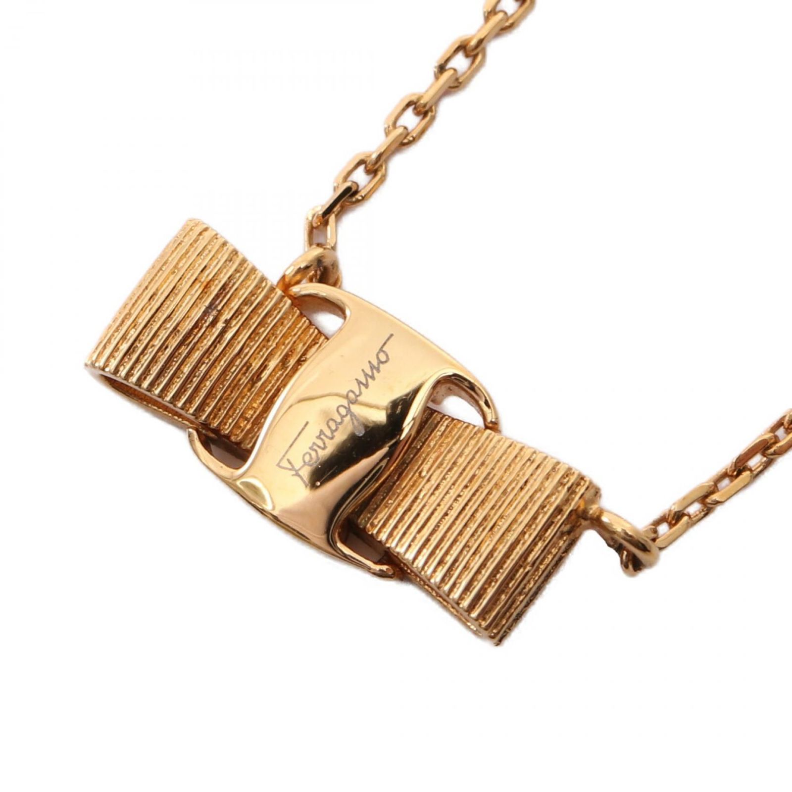 【美品】 FERRAGAMO ヴァラ ゴールド リボンネックレス FERRAGAMO フェラガモ ネックレス レディース 760547 998985
