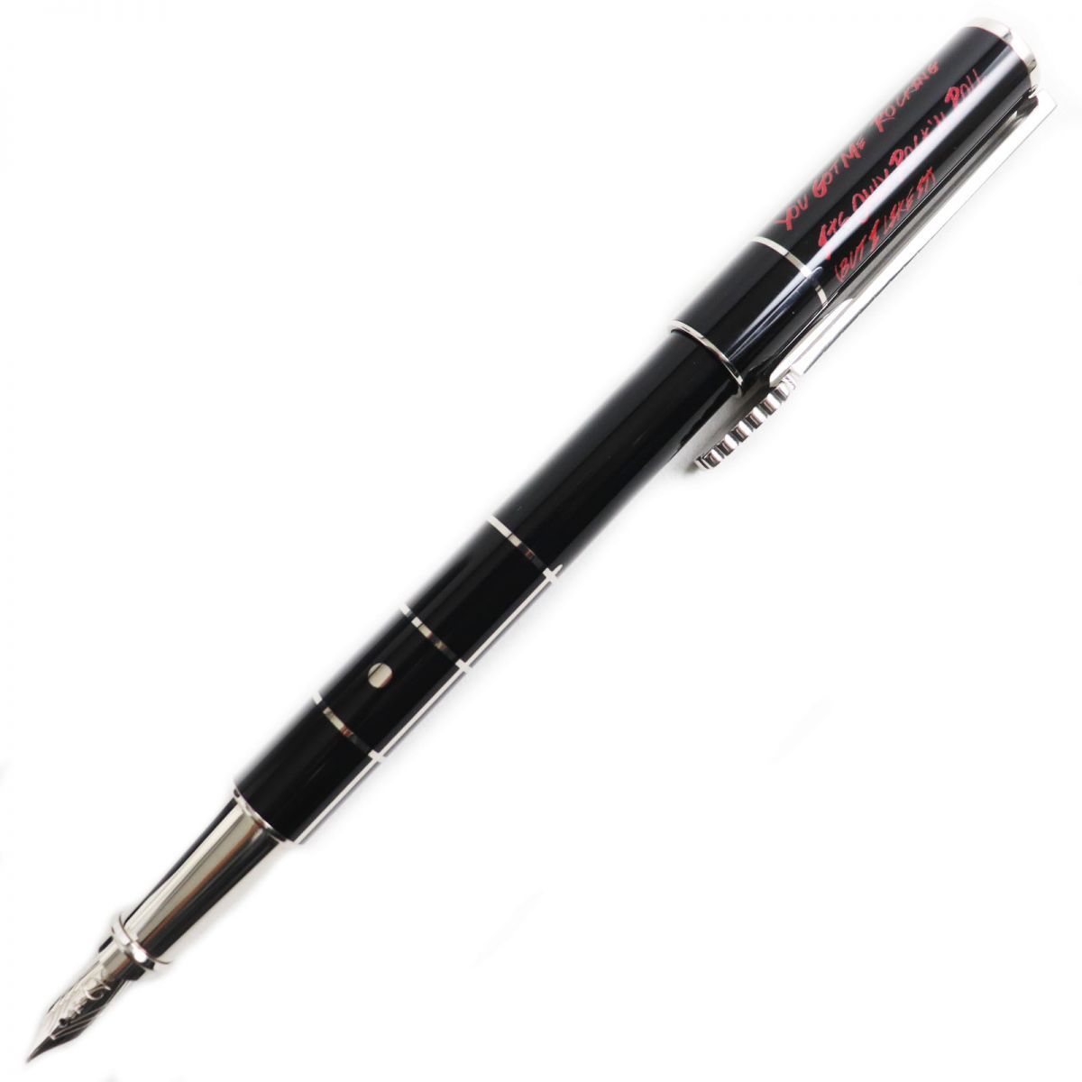 ドンドン見直し ●S.T.Dupont エス テー デュポン ローリングストーンズ 1962本 ペン先18K Mニブ 万年筆 ブラック×シルバー フランス製