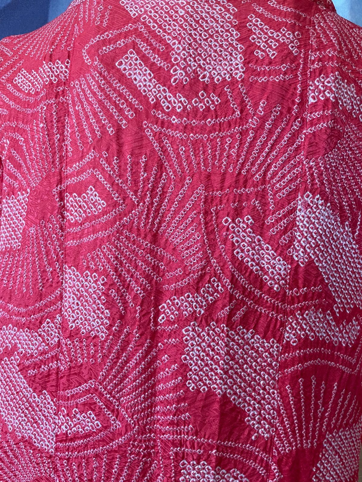 着物リメイク 絞り ロールカラーワンピース 着物リメイク 有松絞り