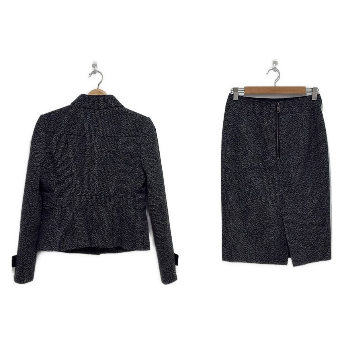 Burberry LONDON バーバリーロンドン スカートスーツ レディース - 黒×ダークグレー×白