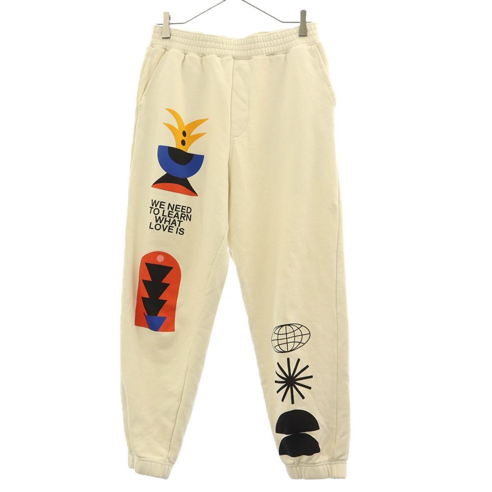 ザラ マルコオジャン コラボ プリント スウェットパンツ L ホワイト ZARA MARCO OGGIAN メンズ 【中古】  【240224】