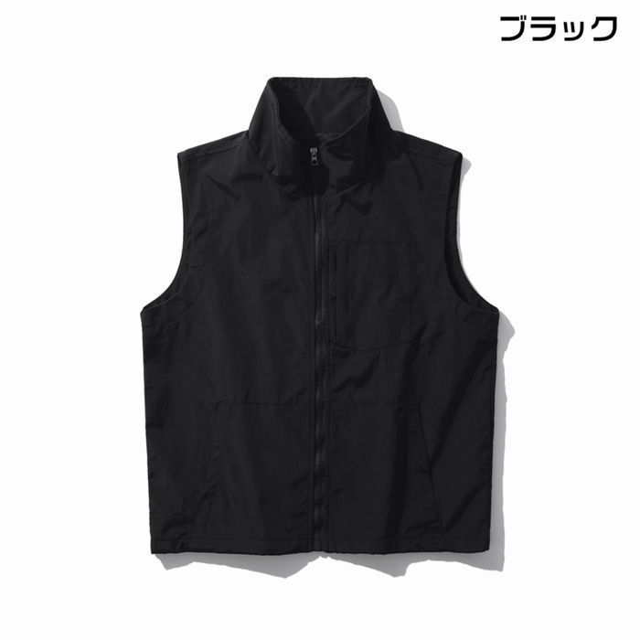 PPベスト/トップス　(ジップアップ、襟付き、黒) antiqua ジップベスト ベスト レディース トップス 無地 送料