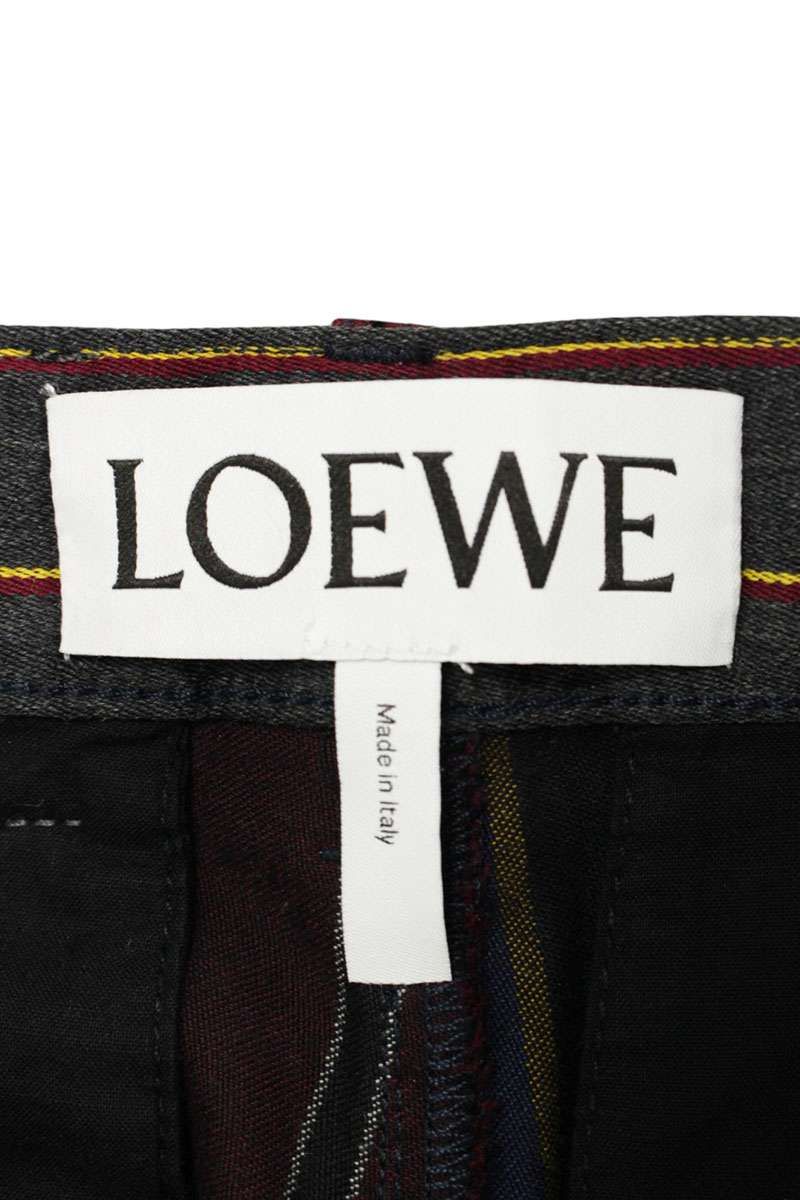 ロエベ H2282311IB パッチワークストライプカーゴロングパンツ メンズ  