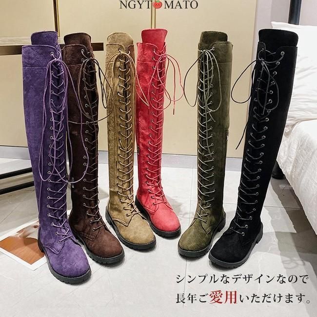 ニーハイブーツ レディース ロングブーツ ラウンドトゥ