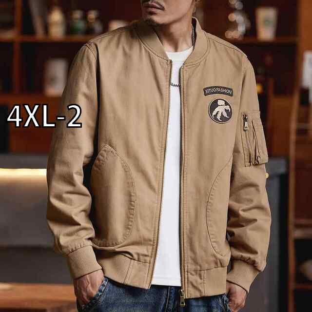 4XL-2 秋冬 コーデ メンズ 服 シンプル ファッション オシャレ 大人 かっこいい 大きいサイズ ストリート 紳士服 アメリカン MA 1 フライト ジャケット 綿 レトロ トップス 服 ワーク ジャケット