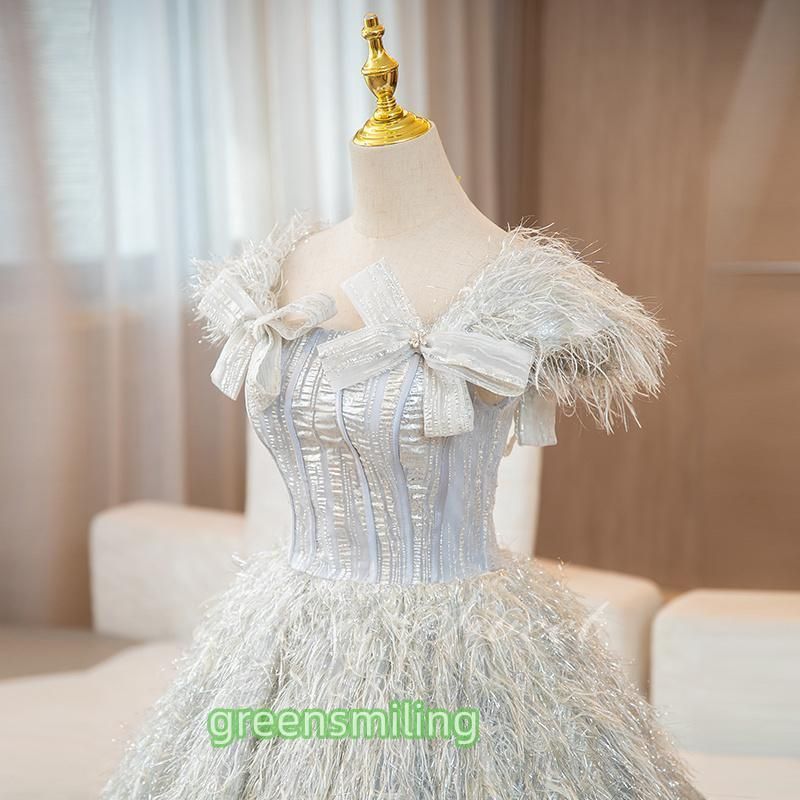 オフショルダー ロングドレス