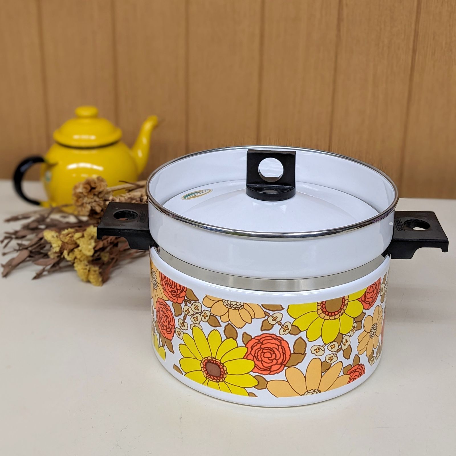 デッドストック】昭和レトロ ZOJIRUSHI/象印 ホーロー両手鍋 20㎝ 北欧