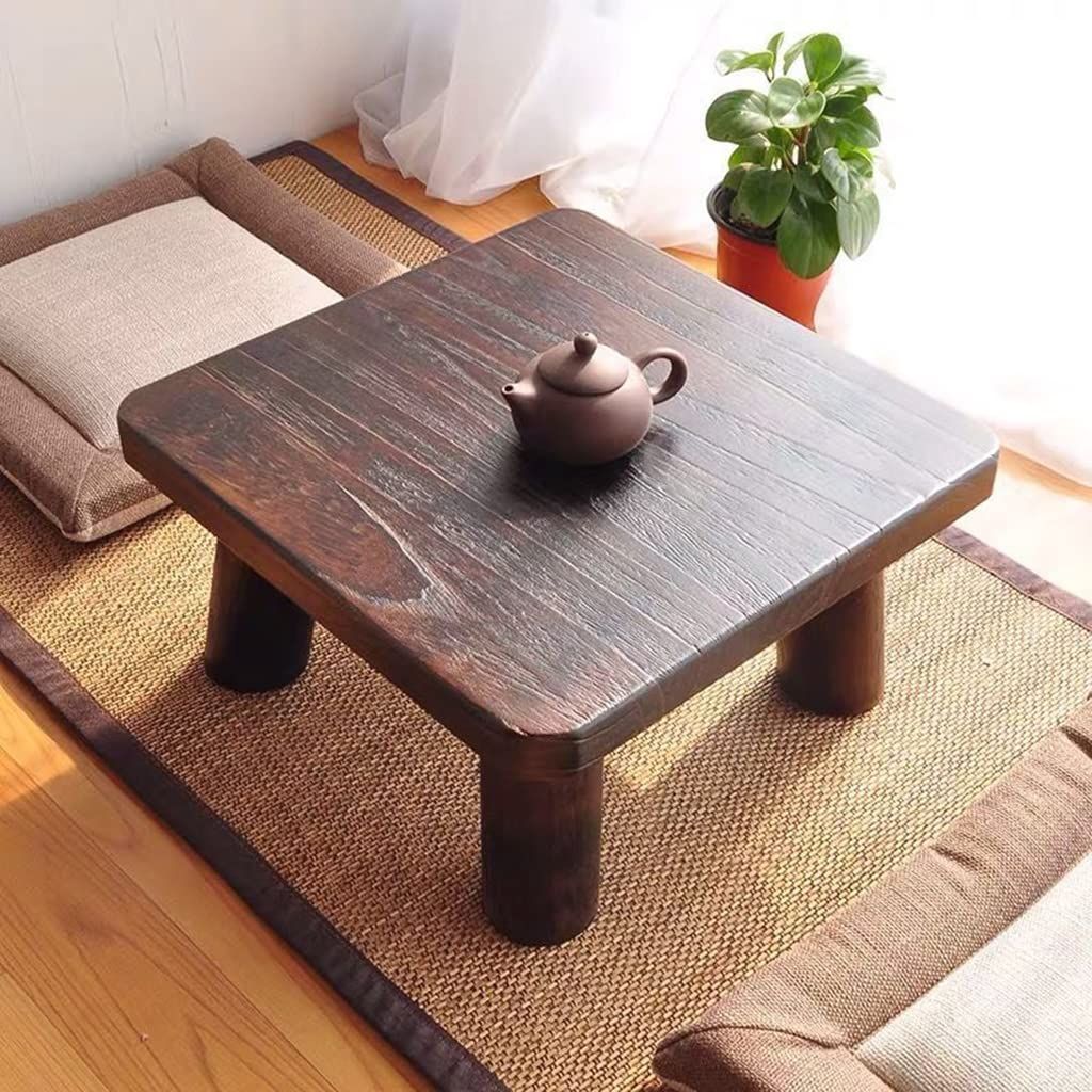 小さな四角いテーブル、簡素な畳の出窓テーブル、低いテーブル、無地の ...
