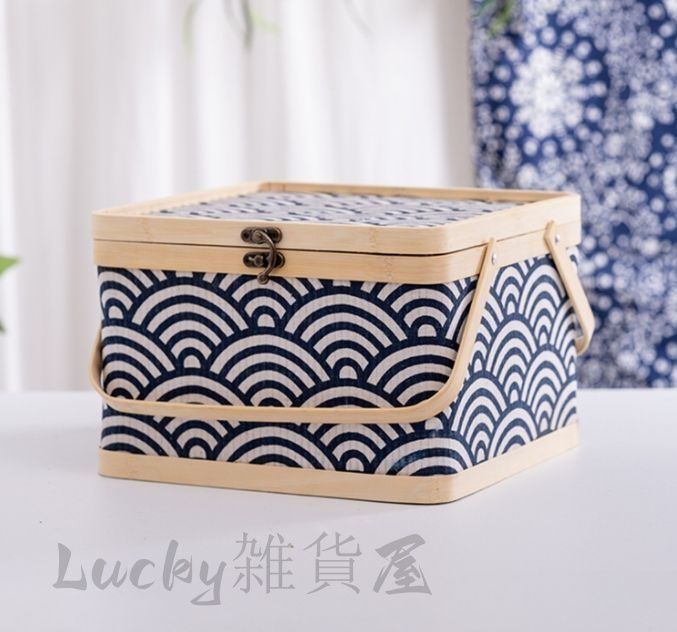 竹細工　ピクニックバスケット　ランチボックス　小物入れ、裁縫箱にも【新品未使用】 竹細工 ピクニックバスケット ランチボックス 小物入れ、裁縫箱