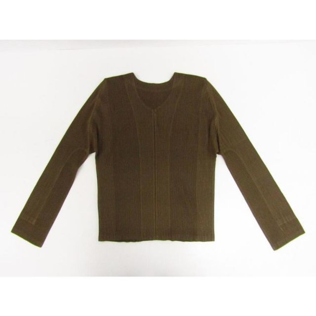 PLEATS PLEASE プリーツプリーズ カーディガン ボタン PP33-F0263 ISSEY MIYAKE サイズ：3 ブラウン レディース ◆FL968 PLEATS PLEASE プリーツプリーズ カーディガン ボタン PP33