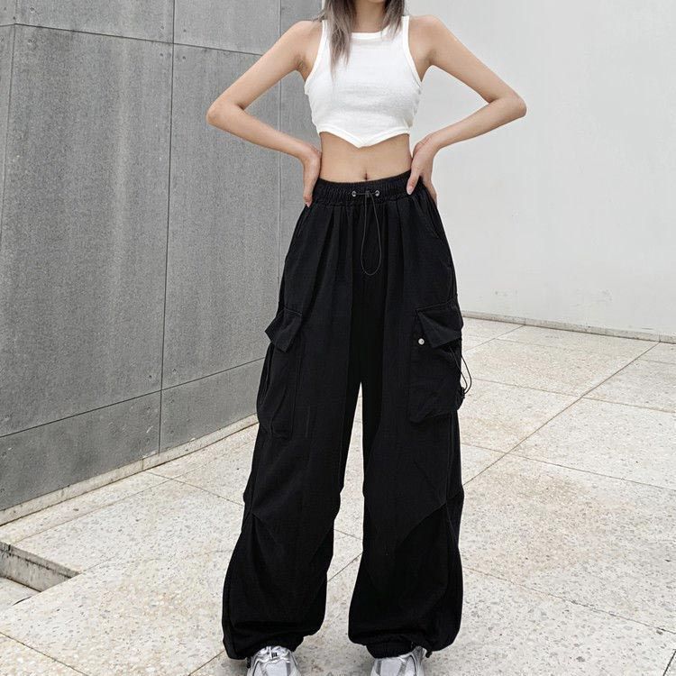 おしゃれ カーゴパンツ ダンスパンツ ロング 紐調節 ヒップホップ ボトムス ウェストゴム パラシュートカーゴパンツ サイドポケット ワークパンツ ミリタリーパンツ カーゴパンツ 作業着 カジュアル tomin598420 DECORATOM_COM_BR
