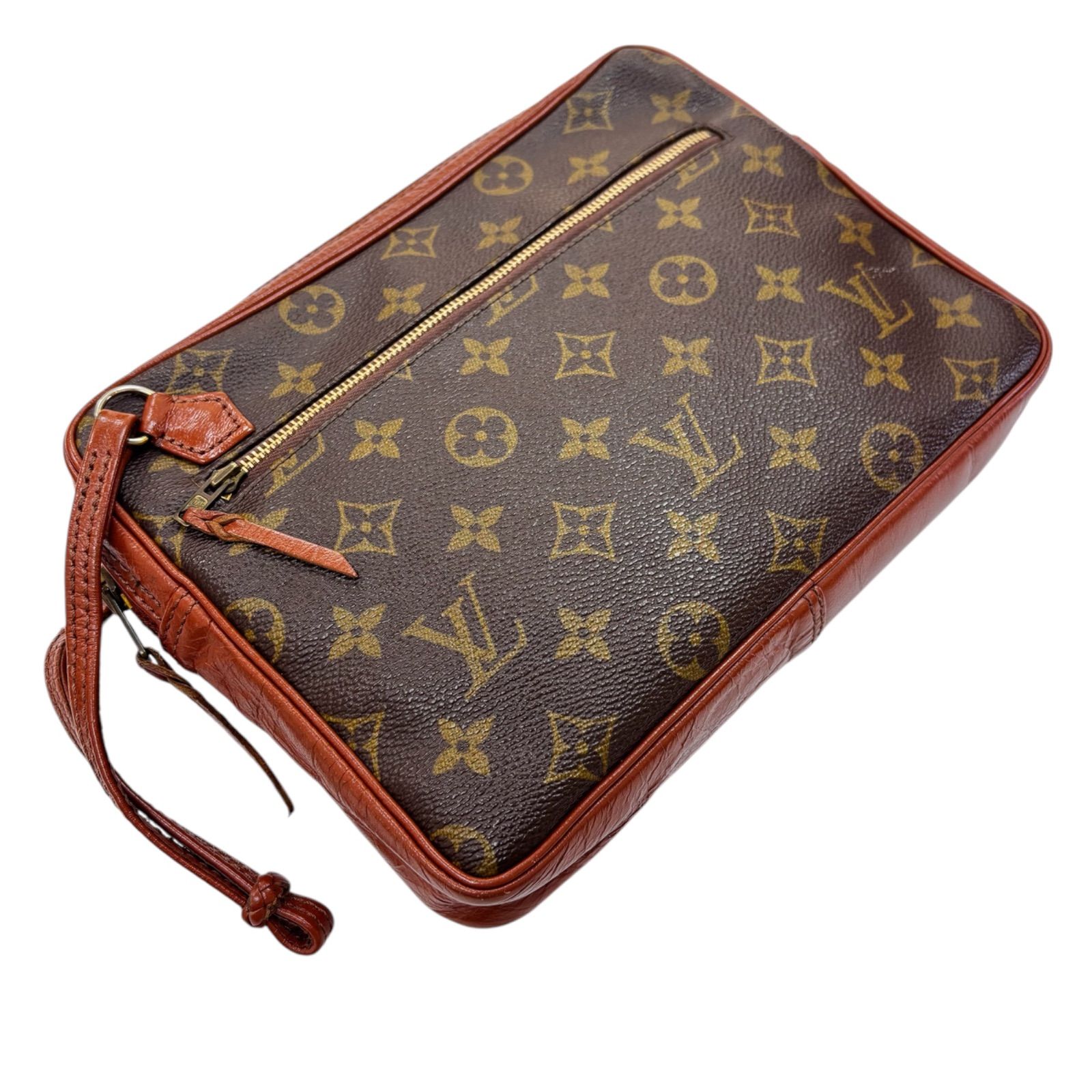 ヴィンテージ LOUIS VUITTON ルイ ヴィトン モノグラム サックスポ クラッチバッグ ブラウン ユニセックス ワンオーナーユーズド品 AYA 1250416055005J