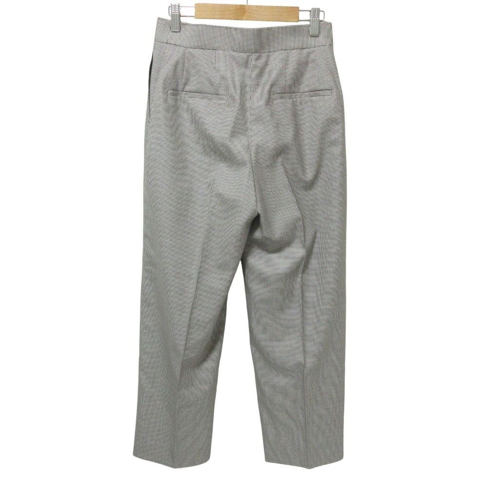 22SS TOMORROWLAND トゥモローランド シルキーシェファード ストレートパンツ スラックス 34 ブラウン ホワイト レディース 古着