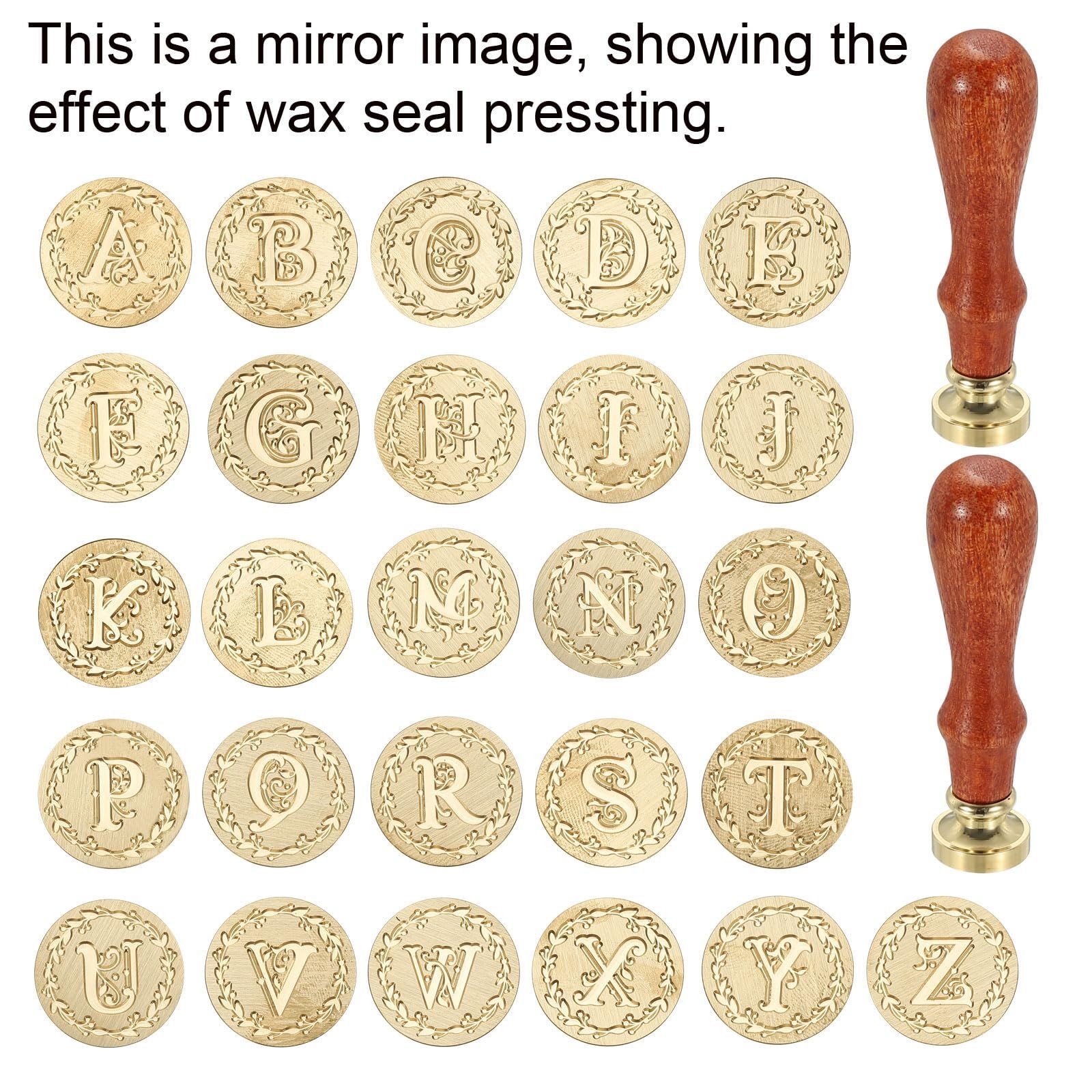 ヴィンテージ封印スタンプ 木製ハンドル付きギフトボックス付き ウェディング招待状 パーティー 2個 ギフト包装 26文字A-Zアルファベットワックスシールスタンプキット 封筒カード用 PATIKIL スタイル3