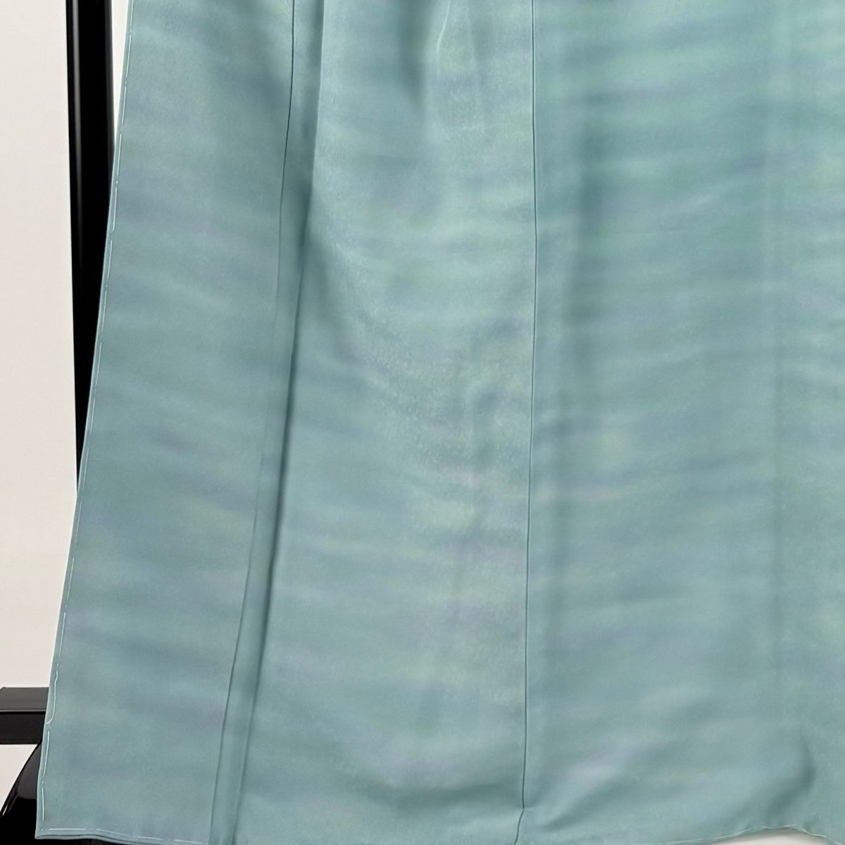 小紋 身丈168cm 裄丈63.5cm S 袷 落款 霞 ぼかし 灰緑 正絹 秀品 一つ紋