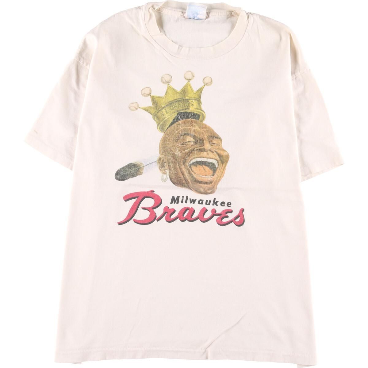 90年代 ヘインズ Hanes MLB ATLANTA BRAVES アトランタブレーブス スポーツプリントTシャツ USA製 メンズXL ヴィンテージ /eaa314896