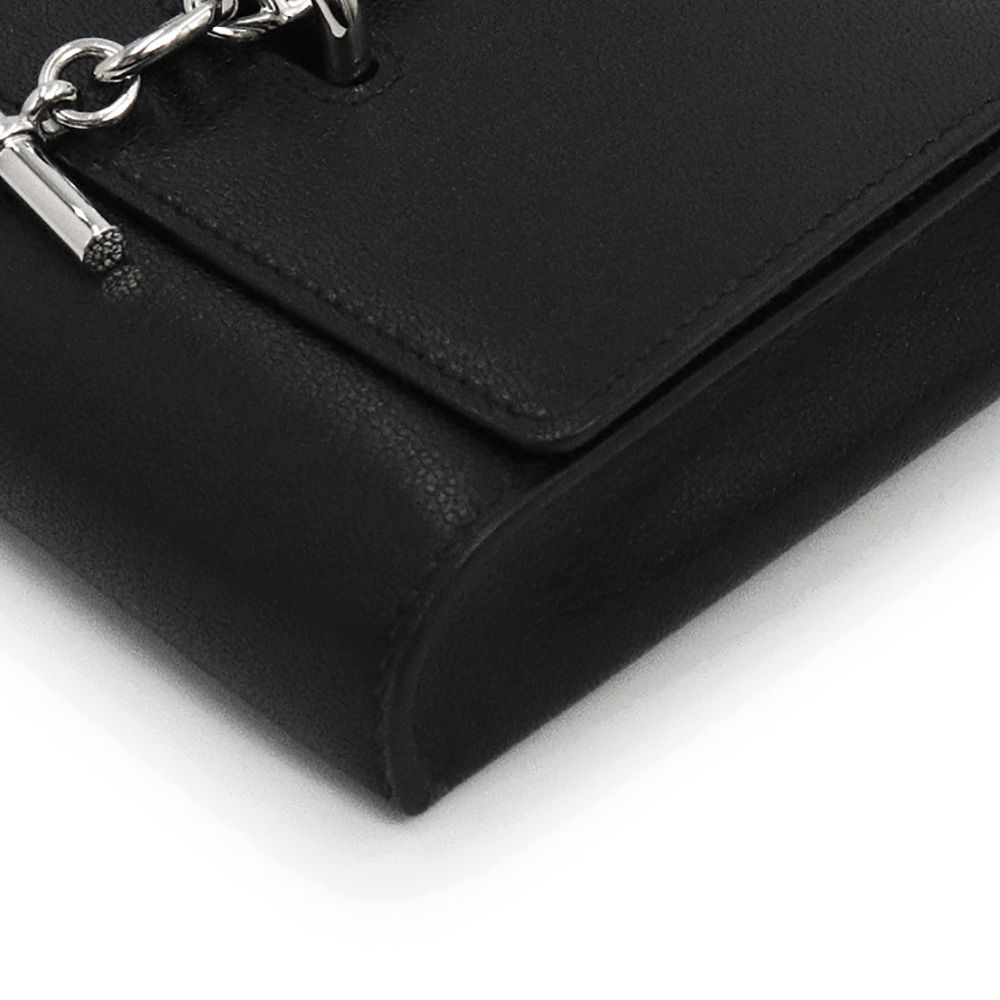 エルメス シェーヌダンクル コンパクト ウォレット 二つ折り財布 ショルダーバッグ 斜め掛け ポシェット シェブル シェーブルシャムキラ ノワール ブラック 黒 シルバー金具 W刻印 箱付 HERMES（未使用　展示品） エルメス シェーヌダンクル コンパクト ウォレット 二つ折り財布