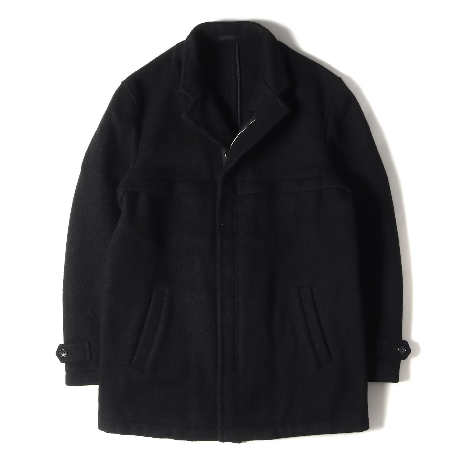 22532円 メンズCOMME des GARCONS コムデギャルソン 99AW ショートカラー ウール ナイロン メルトン 縮絨 ダブルジップ ジャケット アウター  ブルゾン ハーフ コート HOMME オム 田中オム アーカイブ 名作 90s ブラック 日本製 【メンズ】