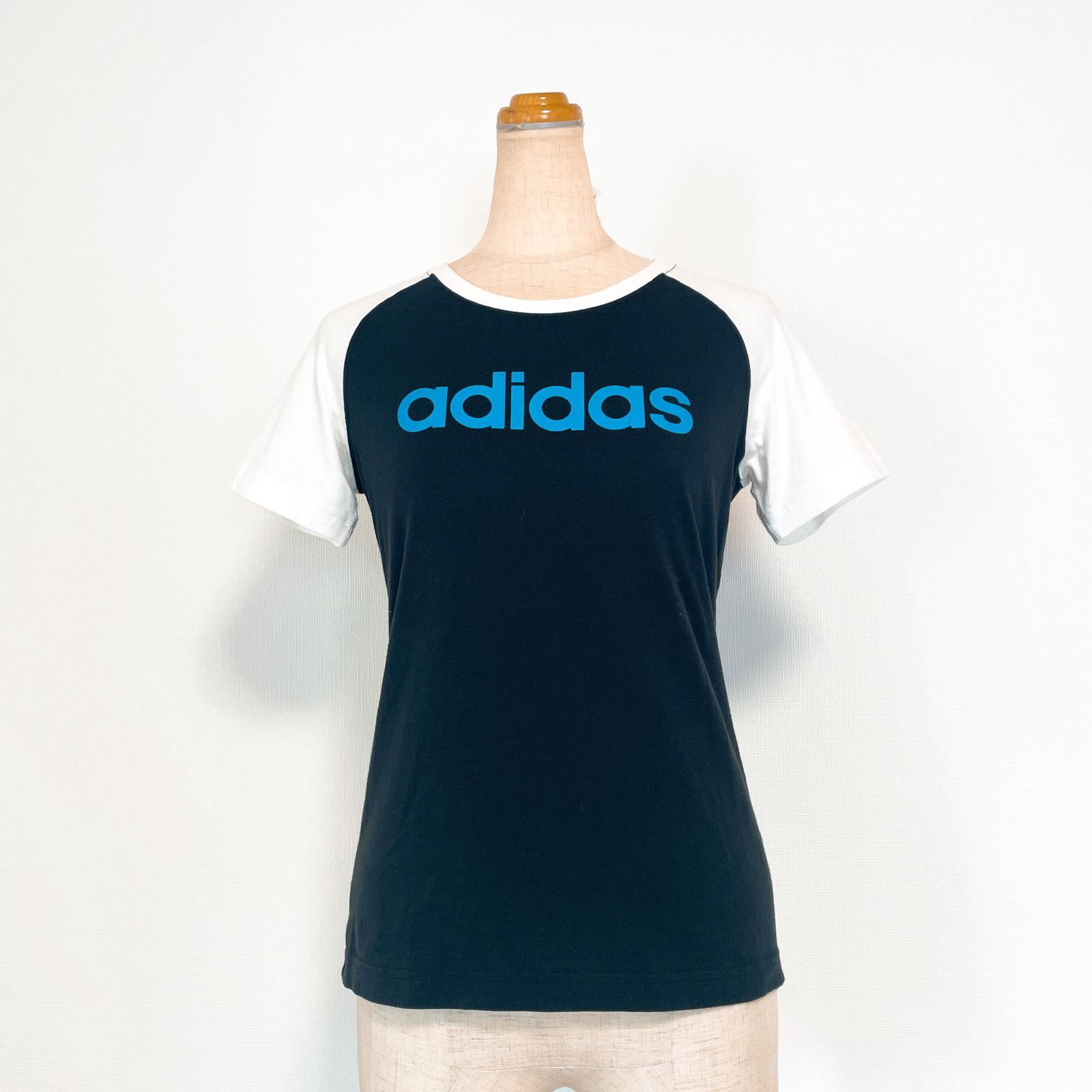 y2k adidas アディダス 半袖Tシャツ ラグラン 綿 コットン100％ ロゴ