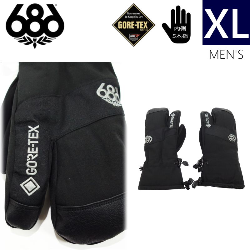 【即納】24-25 686 GORE-TEX LINEAR TRIGGER MITTEN カラー:BLACK  XLサイズ シックスエイトシックス  スキー スノーボード グローブ 手袋
