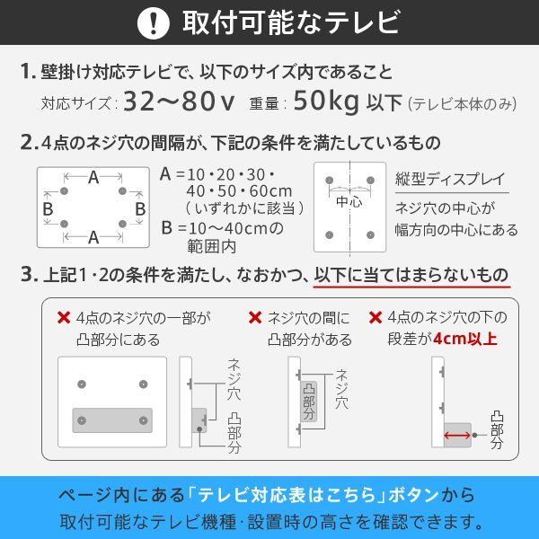 組立設置付 WALLインテリアテレビスタンドPRO アクティブタイプ 32~80v