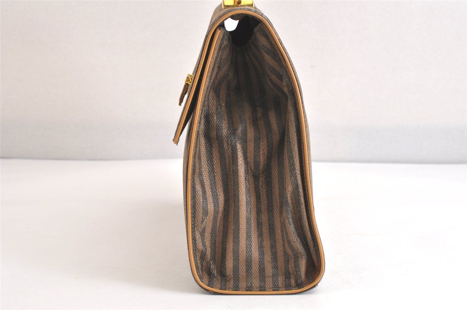 FENDI フェンディ ぺカン 2Way ショルダーハンドバッグ ピーブイシー レザー ブラウン ブラック ジャンク 2836N DECORATOM_COM_BR