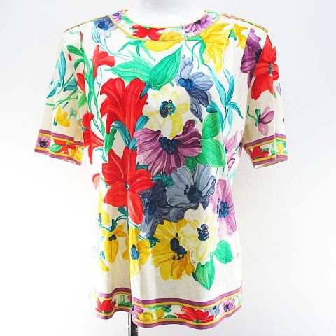 LEONARD FASHION 花柄 ショートスリーブ Lサイズ LEONARD - 良品 LEONARD レオナール フラワープリント ショート