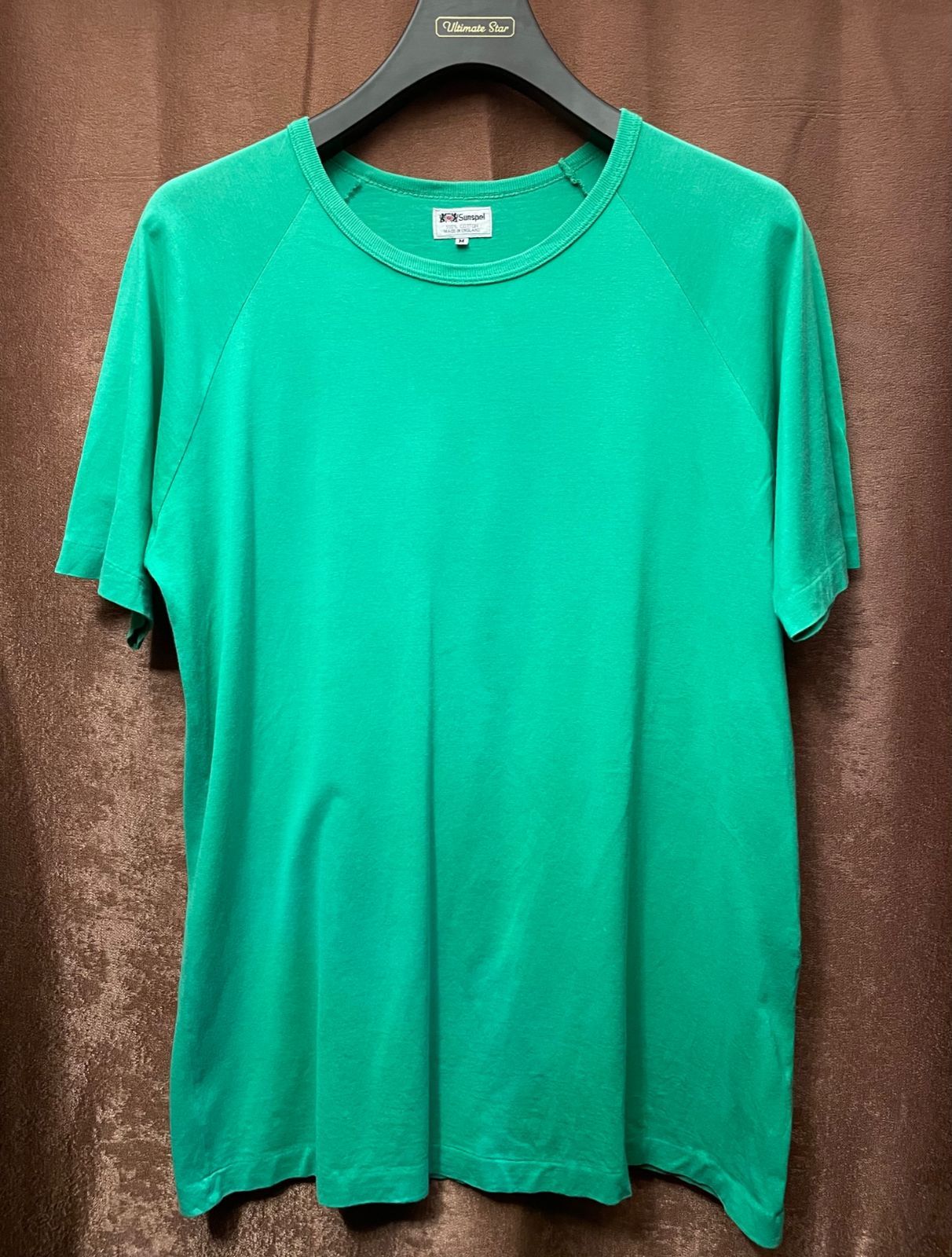 MADE IN ENGLAND製 SUNSPEL クルーネックラグランTシャツ グリーン Mサイズ