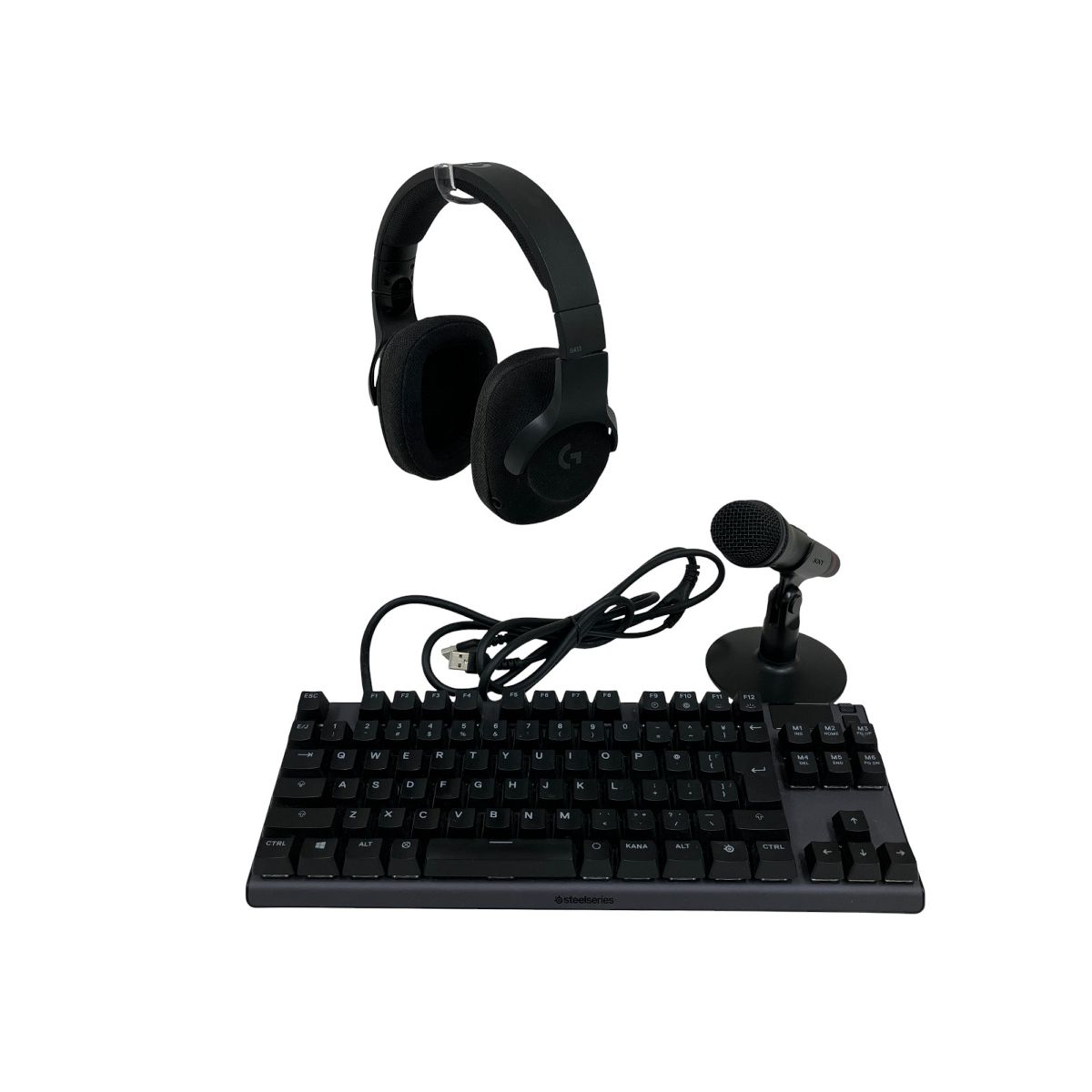 steelseries KB-00012 キーボード logicool G433 ヘッドセット SONY ECM-PCV80U マイク 3点セット PC周辺機器 O10428144