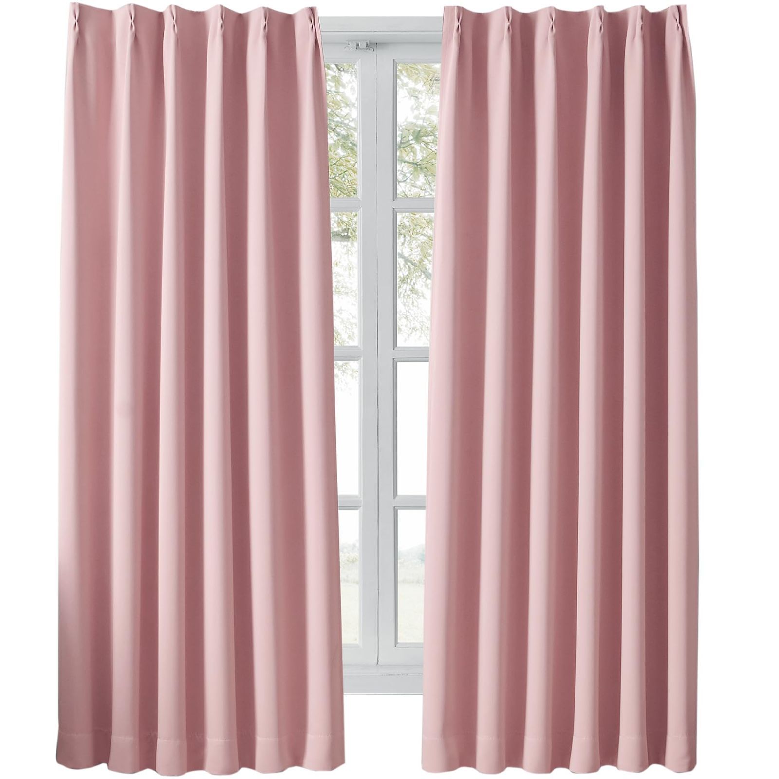 新品 Hansleep カーテン 1級遮光 2枚組 幅100cm丈200cm コーラルピンク 断熱 防寒 防音 省エネ 厚手 無地 おしゃれ 洗える リビング用 (コーラルピンク 幅100cm×丈200cm)