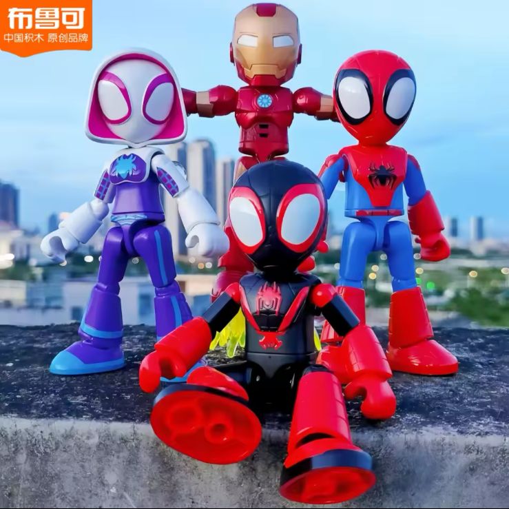 MARVEL スパイダーマンフィギュア×4種　＆　ピンズセット 正規品 MARVEL スパイディーアメイジングフレンズ第1弾 4種セット