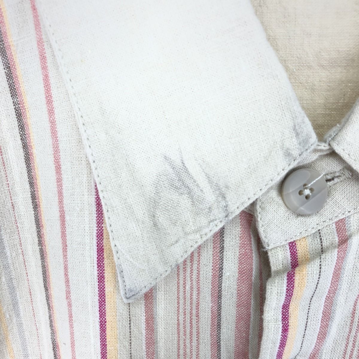 古着 STACY ADAMS ストライプ柄 半袖 リネンシャツ メンズL/eaa443908