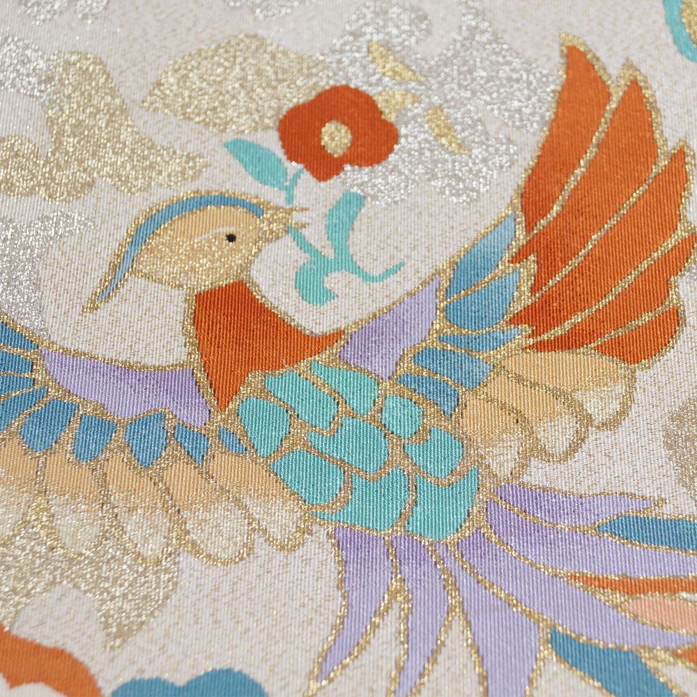 八寸名古屋帯 綴れ 未使用品 華文に鳳凰、唐花模様 セミフォーマル 