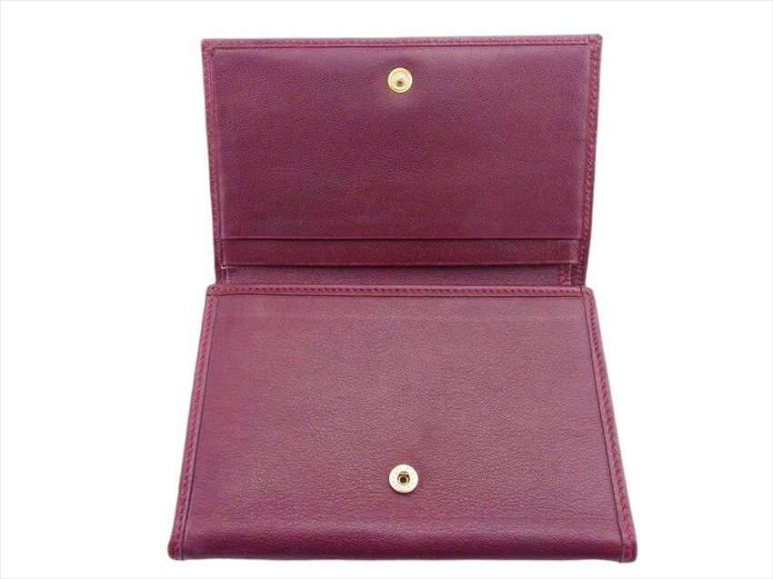 【BIGお買い物ラリー★30%OFFセール中】セリーヌ CELINE 三つ折り財布ホースキャリッジプレート ボルドー ゴールド レディース 中古 セリーヌ CELINE 三つ折り財布 ホースキャリッジプレート ボルドー