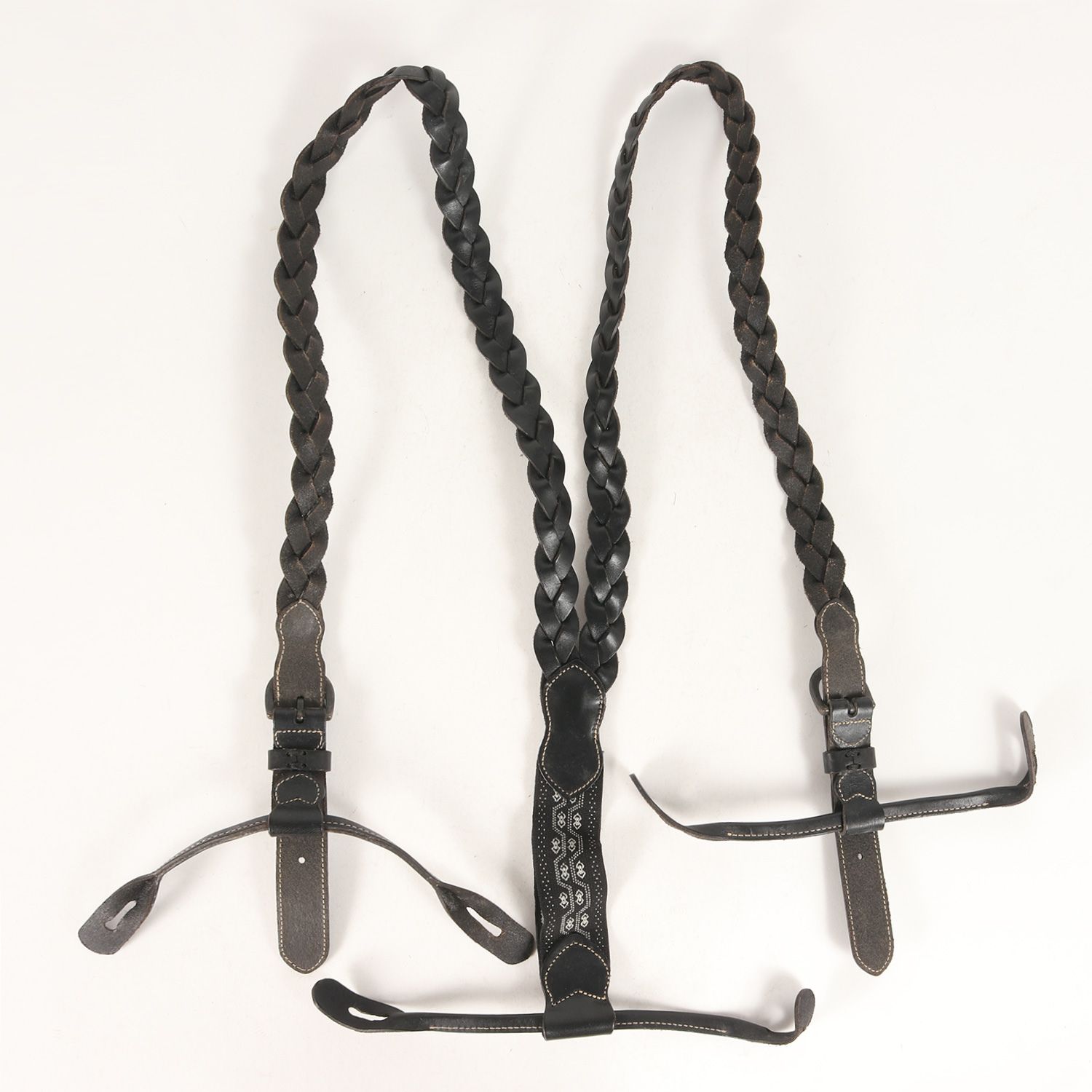 DOUBLE RL RRL サスペンダー ブラック レザー 革 美品 RRL ダブルアールエル メッシュレザー サスペンダー ブラック 黒