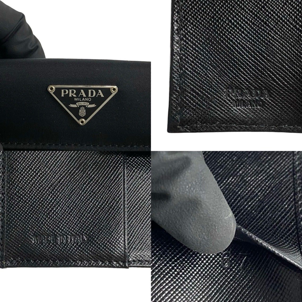 未使用保管品 箱付 PRADA プラダ 三角ロゴ ナイロン サフィアーノ 