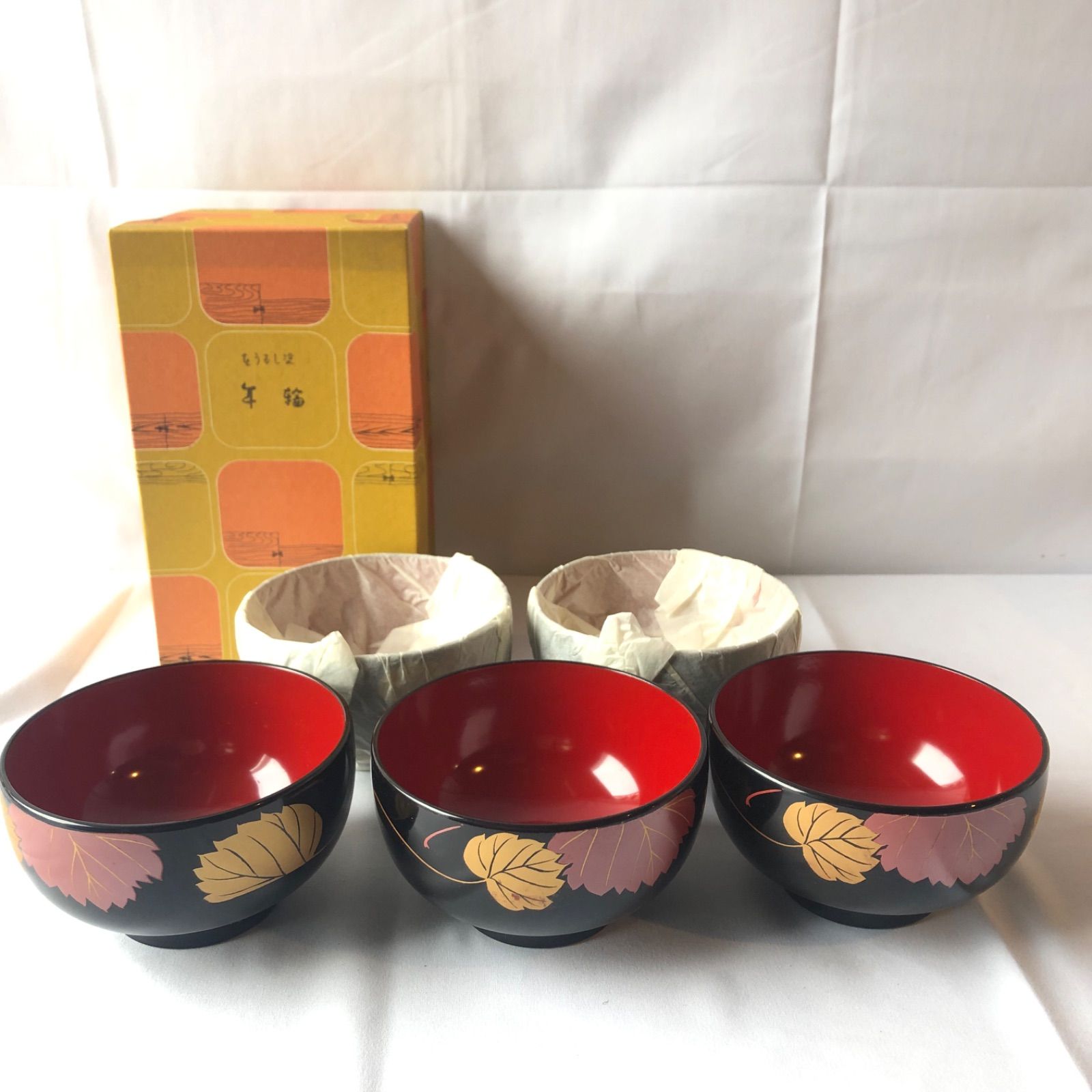 ビタミンカラーのハーモニー 会津 漆器 お椀 4客 レトロ
