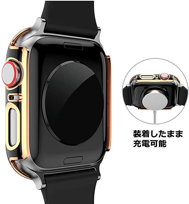 Pellforia アップルウォッチ カバー apple watch ケース 高級仕様 保護 ネイビー 紺 x ローズゴールド Serise 7( ネイビー+ローズゴールドライン,  41mm)