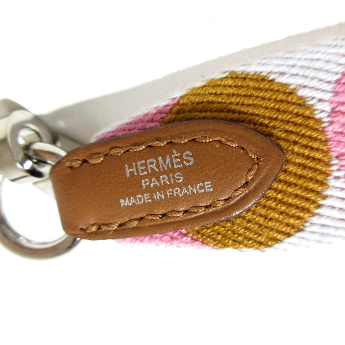 HERMES(エルメス) ショルダーストラップ バンドリエール サングル フリッパーボール 25mm ピンク×ブラウン×白 トワル×ヴォースイフト -  メルカリ