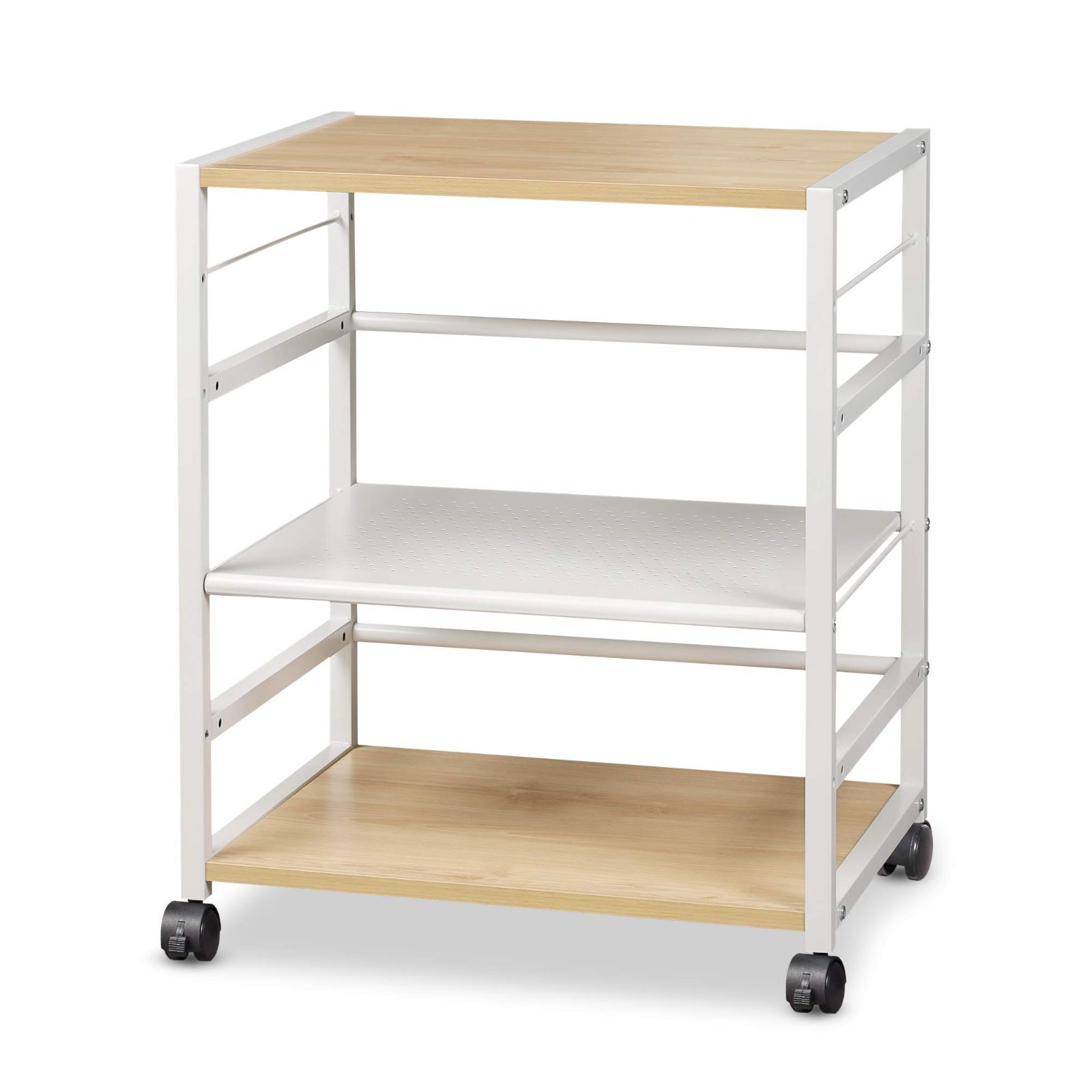 在庫セール プリンターラック デスクワゴン デスク下収納 移動便利 幅52 サイドワゴン 奥行40 高さ63cm デスク下 キャスター付き 収納 棚 木製 プリンター台 袖机 スリム オフィスワゴン DEVAISE デスク ワゴン ナチュラル