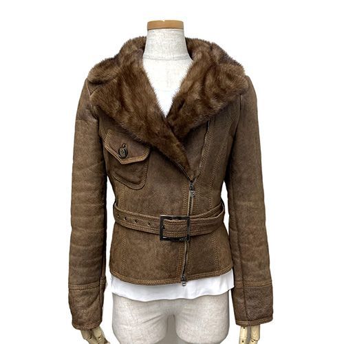 キートン Kiton レディース レザージャケット 茶色 サイズ42 羊革